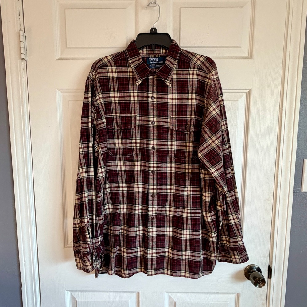 Polo Ralph Lauren Stanfield Workshirt Mens XL Red Plaid Flannel Button Down